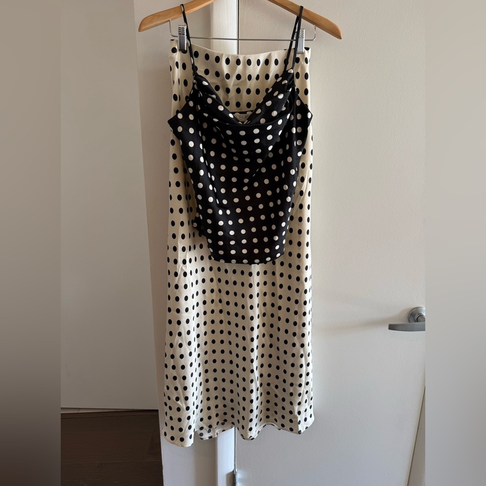 Georgie Dotty Satin Shirt & Skirt—Size small— NWT